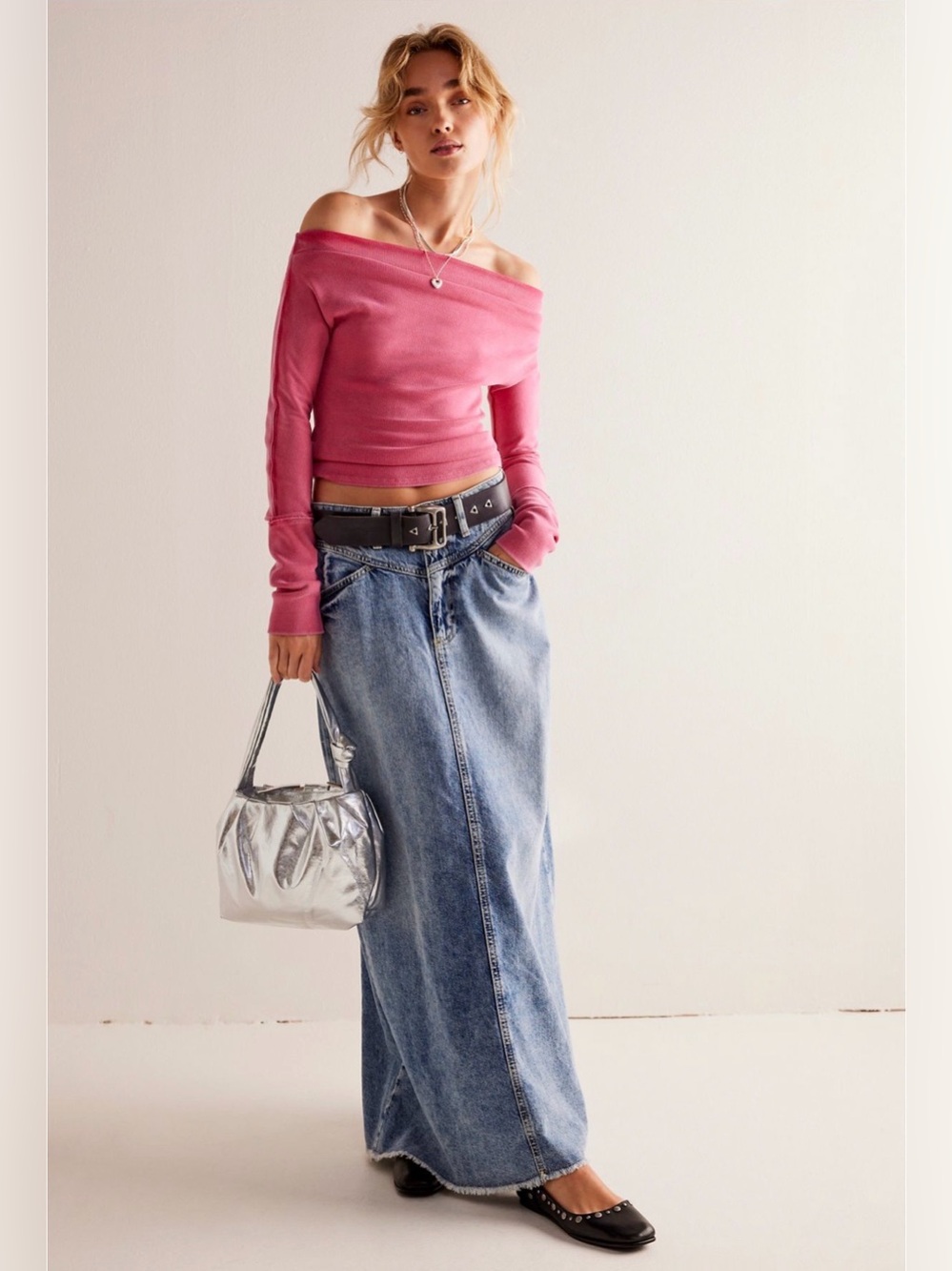 Free People We The Free Come As You Are Denim Maxi Skirt